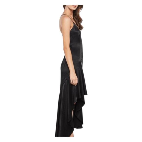 Bardot NWT Arella Dress Asymmetrical High Low Open Back V Neck Black Size 4 XS - Picture 2 of 13